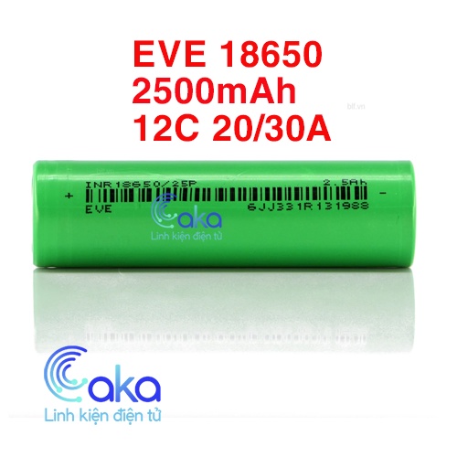 Pin 18650 EVE INR 2500mah - Xả 30A, chuyên dành cho máy công cụ, máy khoan, xe điện, sạc dự phòng, xe cân bằng