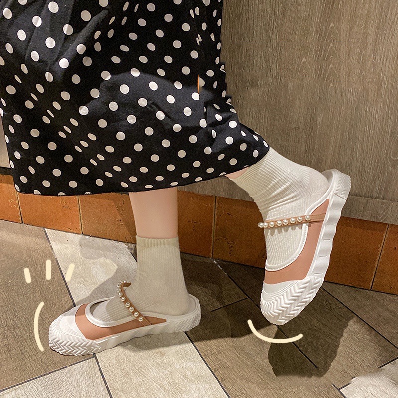 Dép Đế Xuồng Đính Ngọc Trai Thời Trang Thể Thao