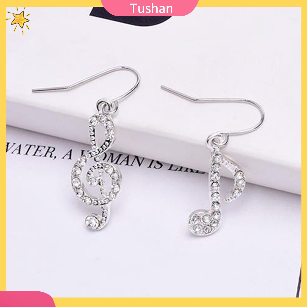 Hoa tai hình nốt nhạc đính đá thời trang dành cho nữ