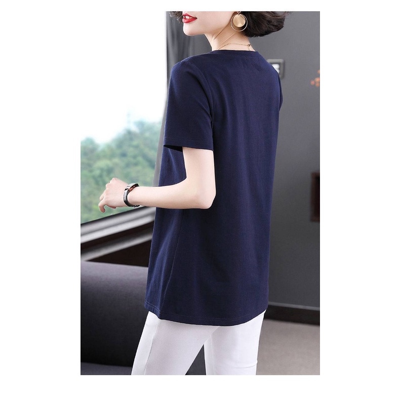 Áo Thun Tay Ngắn Dáng Rộng Plus Size Cho Phụ Nữ Trung Niên