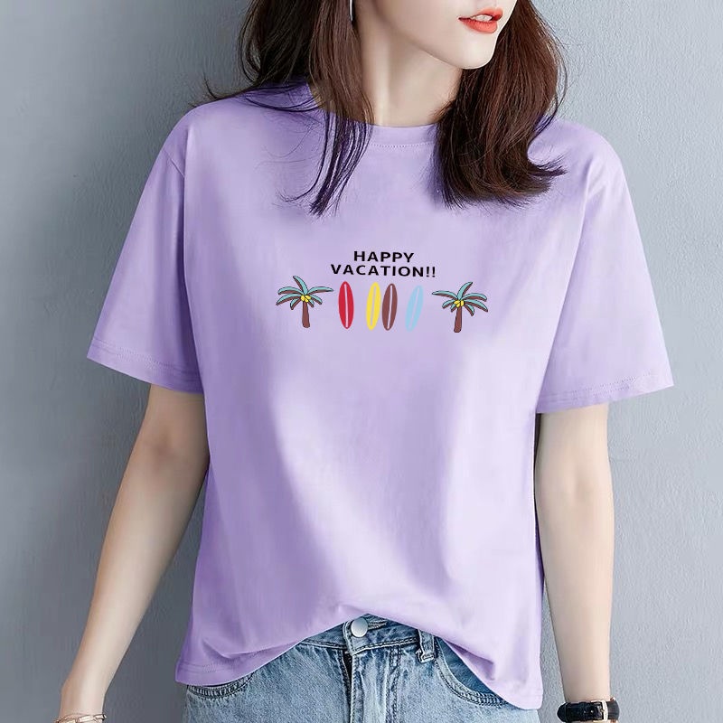 Áo thun cotton ngắn tay dáng rộng cỡ lớn thời trang cho phụ nữ trung niên