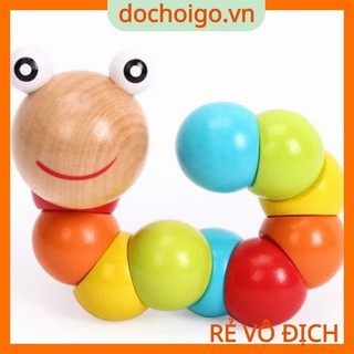 Đồ chơi con sâu gỗ uốn dẻo cho bé, đồ chơi gỗ phát triển trí tuệ dochoigo.vn