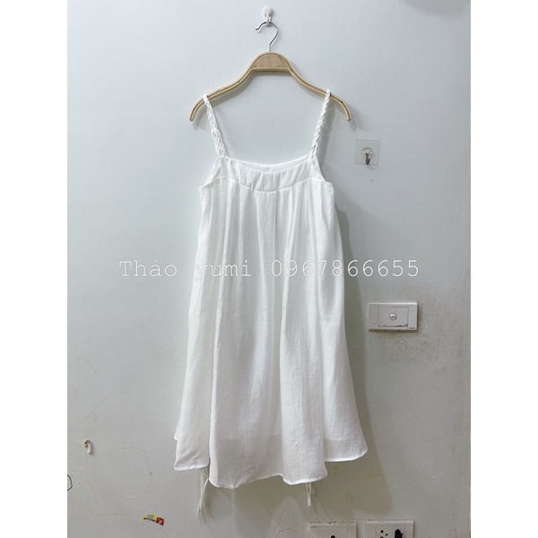 Sale váy suông 2 dây tơ trắng cao cấp hàng tqxk
