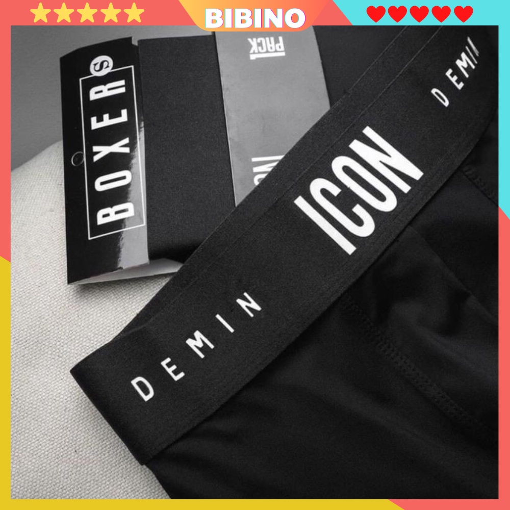 Quần lót nam cao cấp thun lạnh boxer thông hơi thoáng khí vải thun cotton mềm mịn co dãn bốn chiều cạp to ICON BIBINO