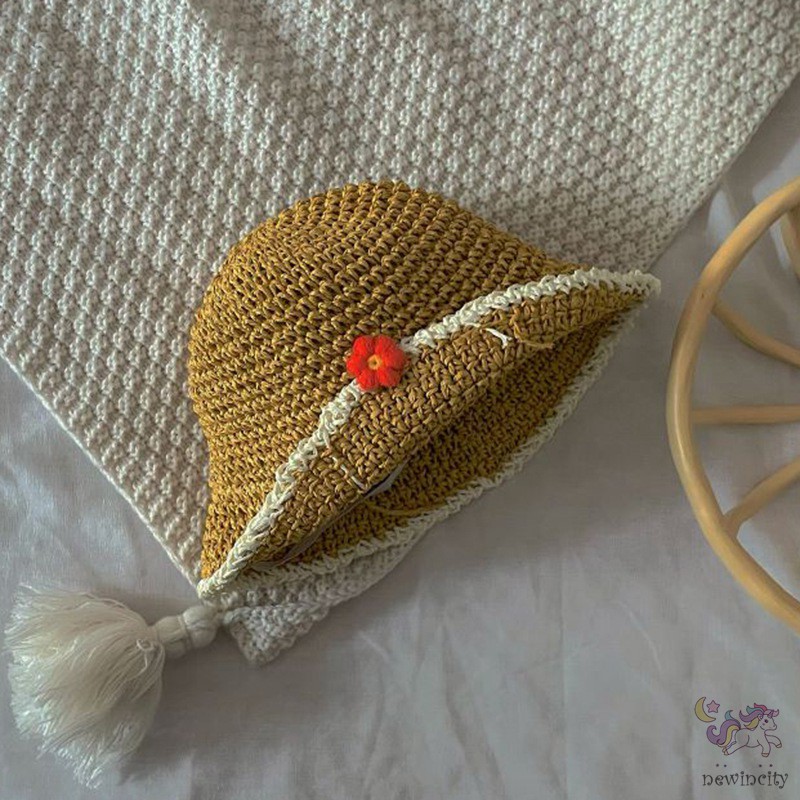 Mũ Rộng Vành Đính Hoa Xinh Xắn Cho Bé Gái