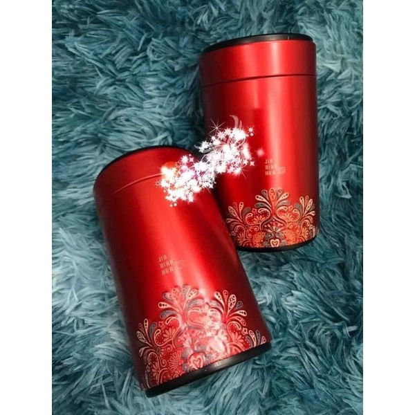 Combo 4 lon trà hai màu đỏ/vàng tự chọn sang trọng làm giỏ quà Tết, đựng trà trong mâm quả cưới