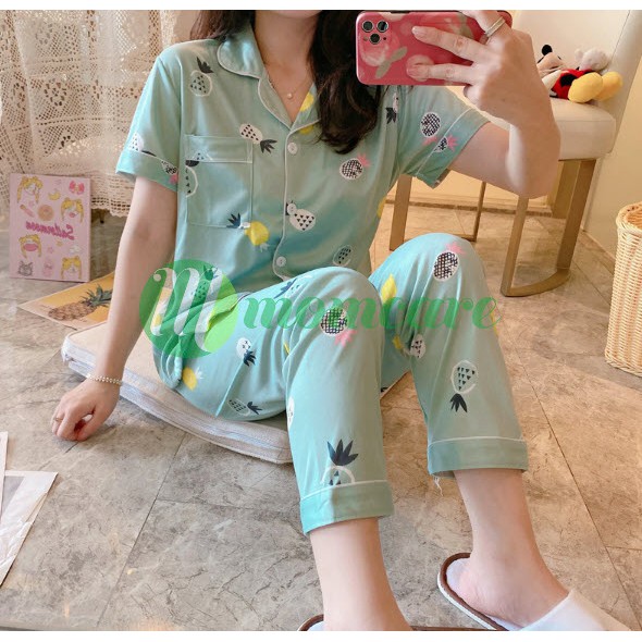 Bộ đồ ngủ, Pijama cộc tay quần dài mềm mịn, siêu dễ thương