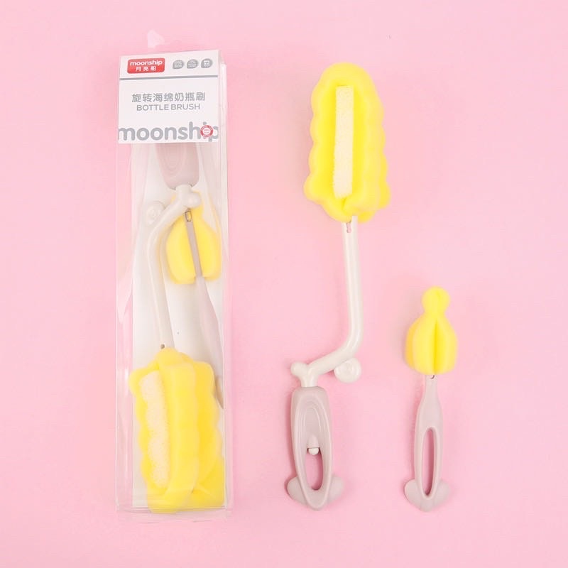 Cọ rửa bình sữa và núm ti Moonship 2 chi tiết có mút xốp