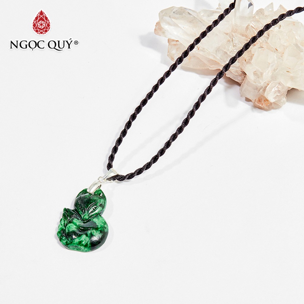 Mặt dây chuyển hồ ly 9 đuổi cẩm thạch sơn thủy jadeite jade mệnh hỏa, mộc- Ngọc Quý - NQMDC0433