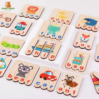 ĐỒ CHƠI HỌC ĐÁNH VẦN TỪ VỰNG TIẾNG ANH - BỘ GHÉP QUE GỖ 54 SỰ VẬT QUEN THUỘC