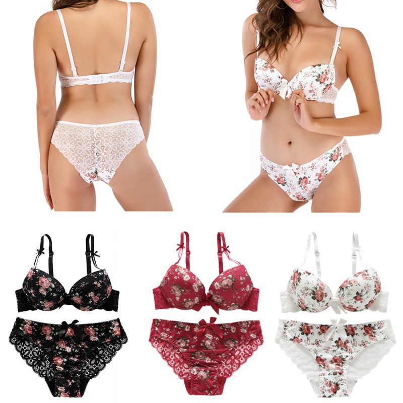 Set áo ngực và quần lót họa tiết hoa quyến rũ thời trang dành cho nữ