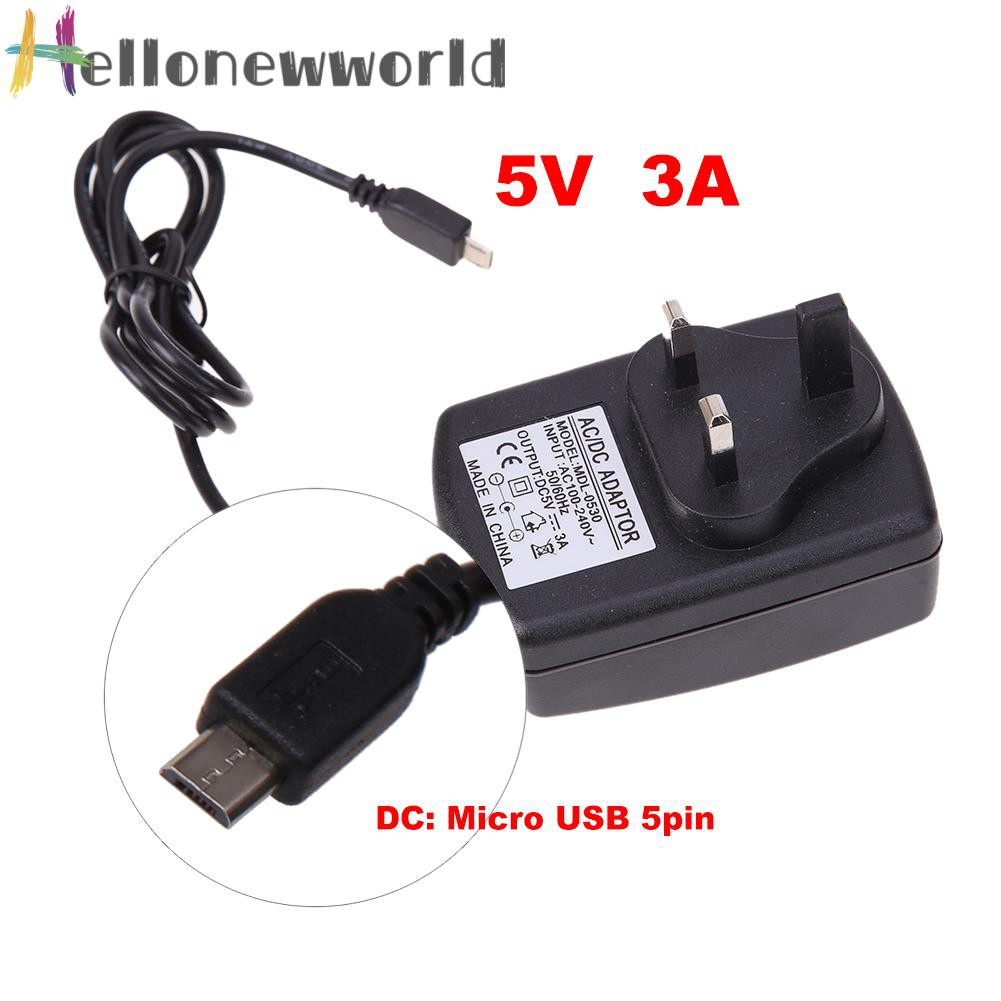 Hellonewworld UK AC to DC 5V 3A Micro USB Power Supply Adapter for Windows Android Tablet