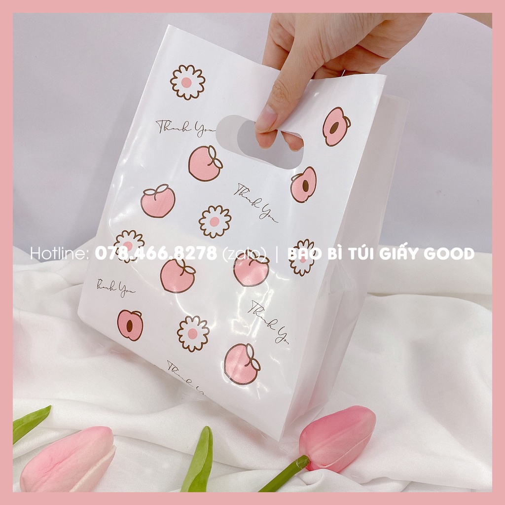 Bọc Túi Nilon Hình Trái Đào Cute Dẻo Dài Đựng Mỹ Phẩm, Phụ Kiện Nhỏ Xinh,… Dành Cho Shop