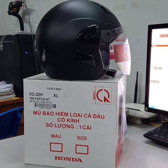 [CHÍNH HÃNG Honda] Mũ bảo hiểm 3/4 Đen mờ chính hãng bảo hành 6 tháng