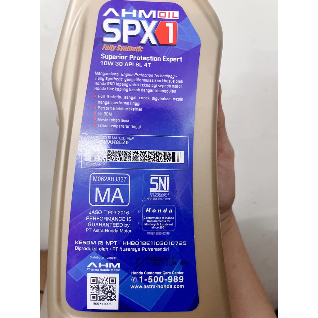 Nhớt tổng hợp Honda AHM SPX1 10w30 1L2 Nhập khẩu chính hãng Indonesia, hàng xịn giá tốt,