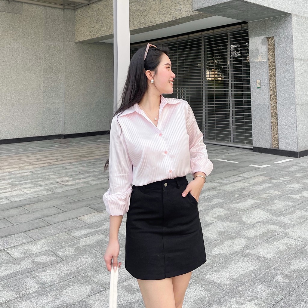 ❌FREESHIP- ÁO SƠ MI CỔ ĐỨC VOAN LỤA SIÊU MÁT MS124