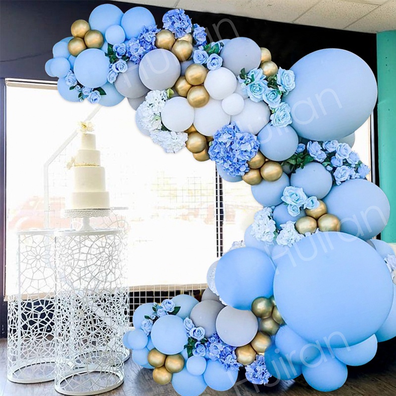Màu xanh chủ đề loạt bong bóng vòng hoa đặt sinh nhật đám cưới