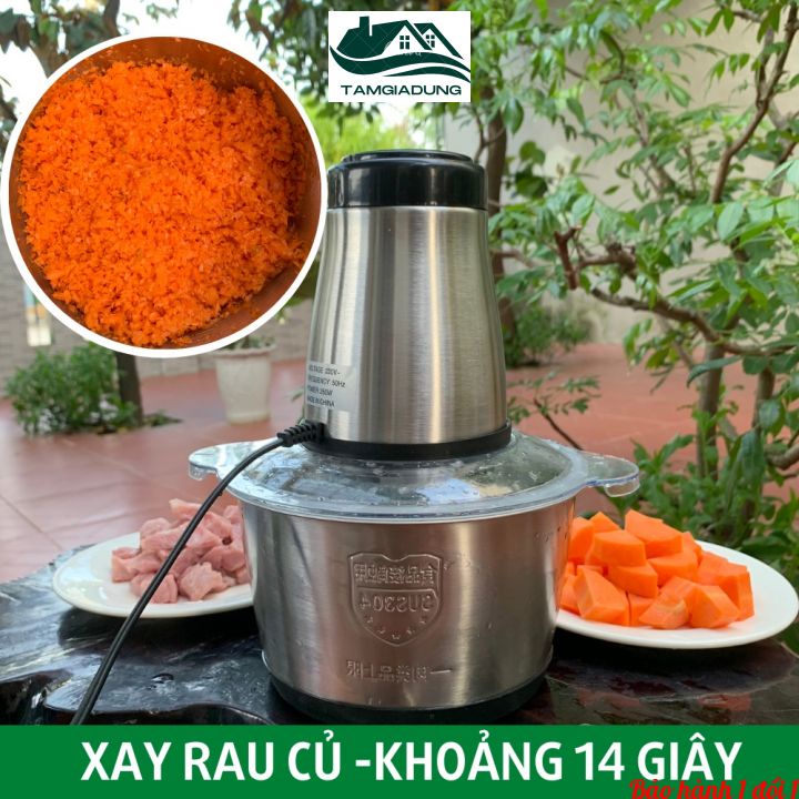 Máy Xay Thịt Cối Xay Thịt Inox Xay Cá Giò Thực Phẩm Đa Năng 2l cối Inox 4 lưỡi dao công suất 250W