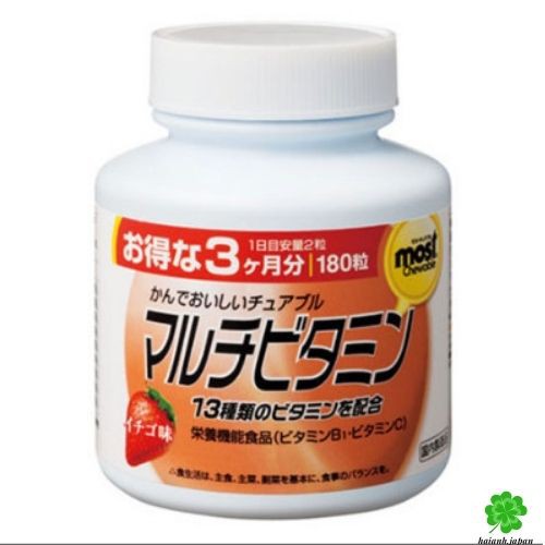 Viên nhai vitamin tổng hợp Orihiro vị dâu lọ 180 viên