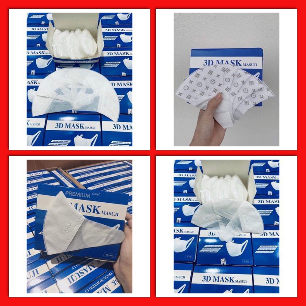 Khẩu Trang Kháng Khuẩn 3D Mask Masuji Chính Hãng( hộp 50c) Khẩu Trang kháng Khuẩn 3 Lớp Công Nghệ Nhật Bản