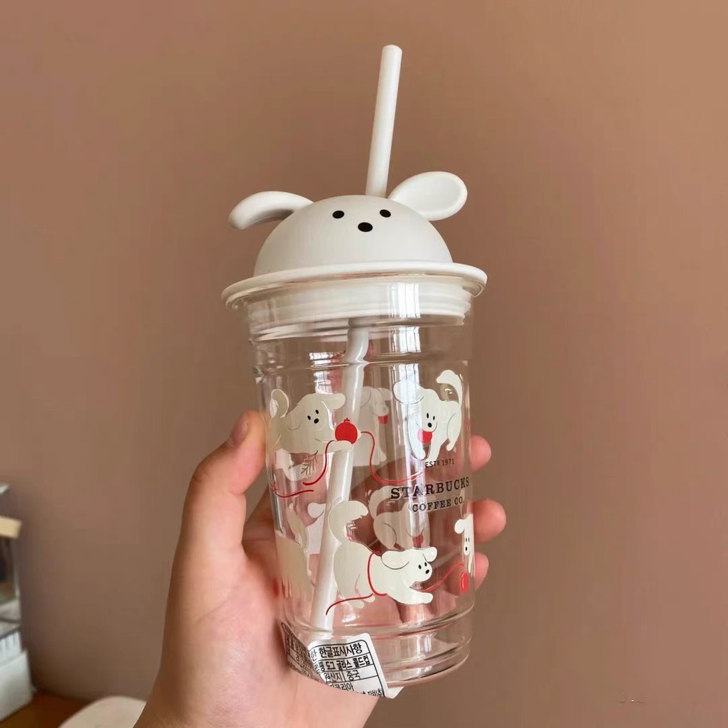 Ly cốc sứ STARBUCKS Họa tiết chú chó trắng Dung tích 355ml