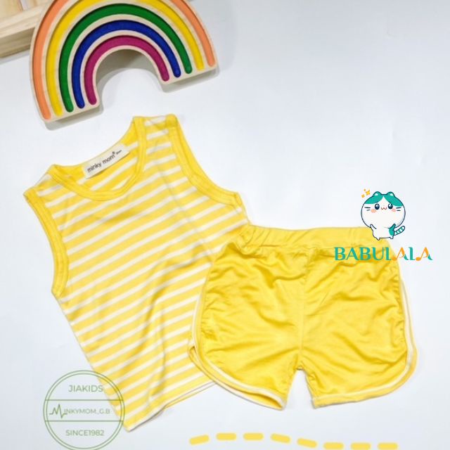 Bộ Ba Lỗ Minky Mom Chính Hãng Cho Bé Trai Gái Vải Thun Lạnh 0 1 2 3 4 5 6 Tuổi-Quần Áo Trẻ Em Sát Nách-BABULALA BL05
