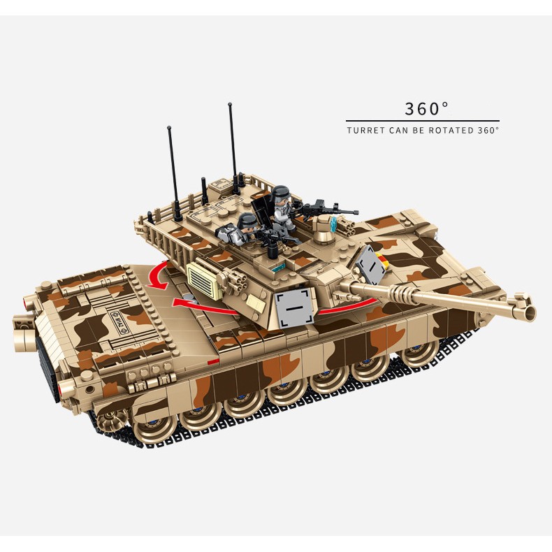 Đồ Chơi Lắp Ráp Kiểu LEGO Mô Hình ARMY Xe Tăng M1A2 ABRAMS PANLOS Model 632010 - 1630 Mảnh Ghép