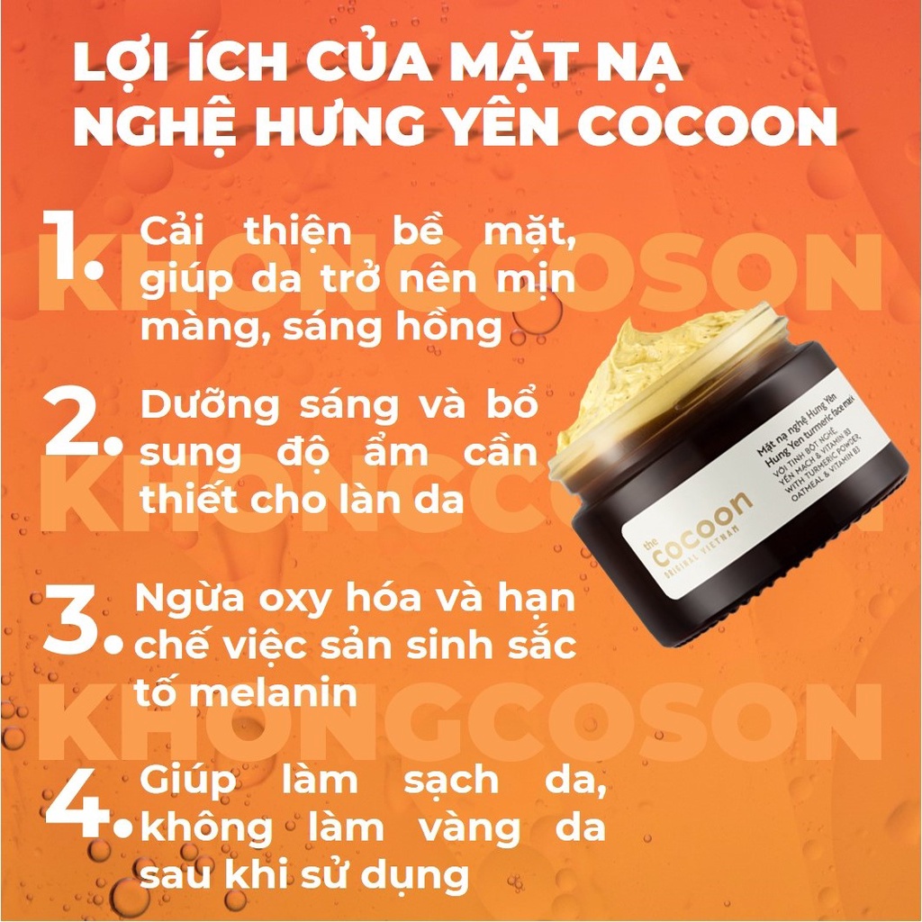 Mặt Nạ Nghệ Hưng Yên Cocoon Giảm Thâm Đều Màu Da Turmeric Face Mask 30-100ml - Khongcoson