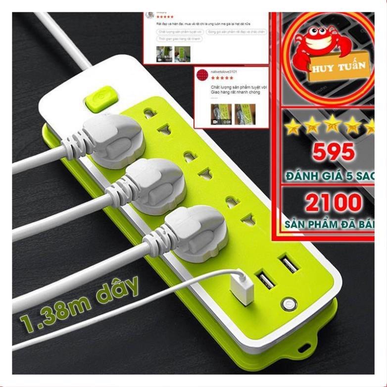 Ổ điện cắm đa năng, ổ căm 6 lỗ 3 đầu cắm usb, ổ cắm 8 lỗ