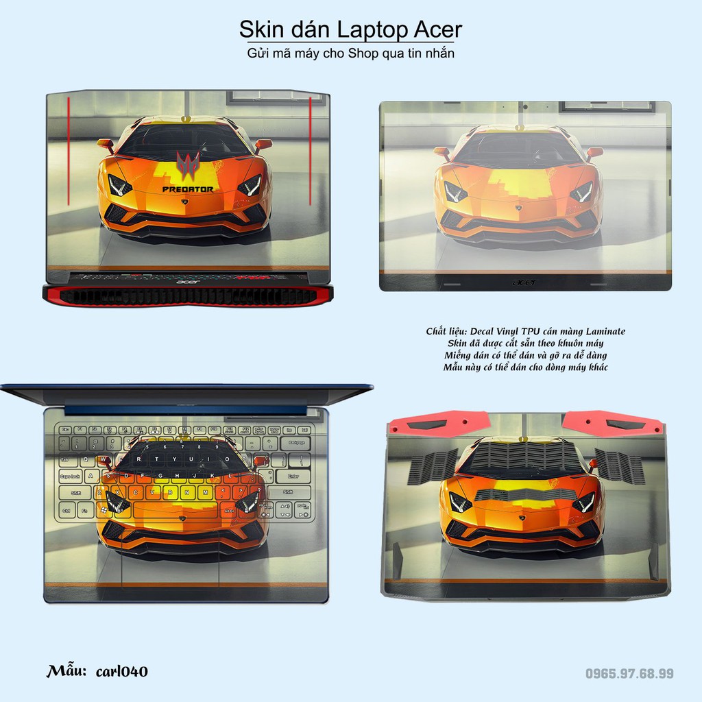 Skin dán Laptop Acer in hình xe hơi _nhiều mẫu 2 (inbox mã máy cho Shop)