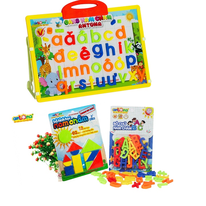 Bộ 2 Món Bảng Nam Châm 2 Mặt Học Toán Cùng Redi Và Vỉ Chữ Hoa Abc Chính Hãng Antona