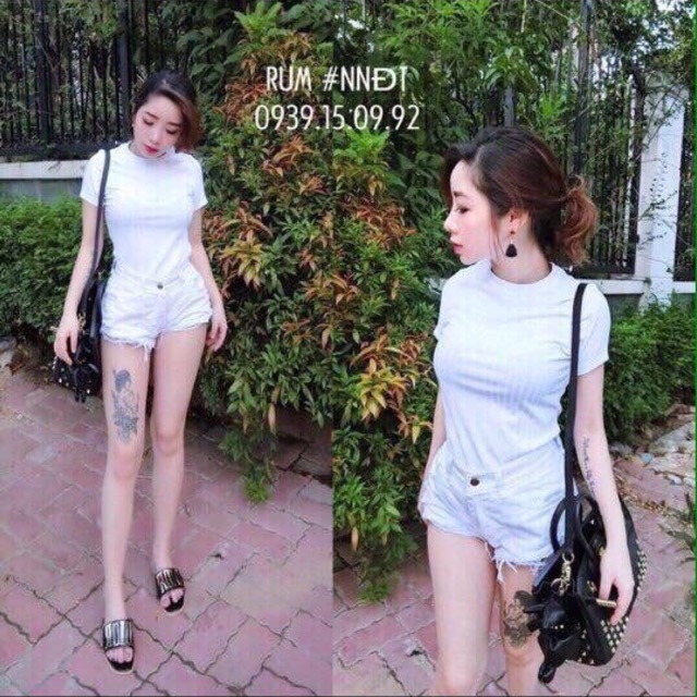 Áo thun gân tay ngắn