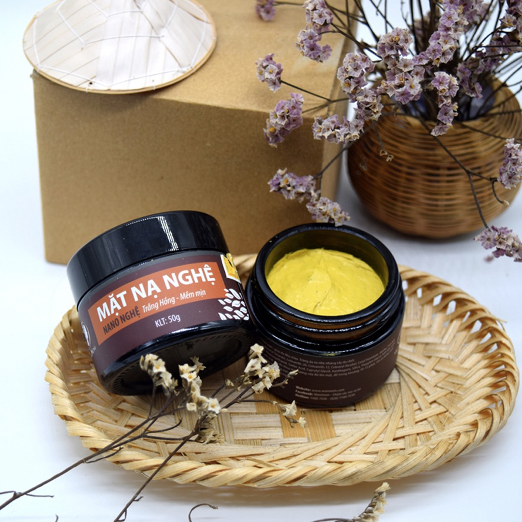 Mặt nạ nghệ tươi WONMOM hủ 50g sạch mụn, mềm mịn da - Liền sẹo, giảm thâm sạm - Kiềm dầu, căng bóng - Se khít chân lông