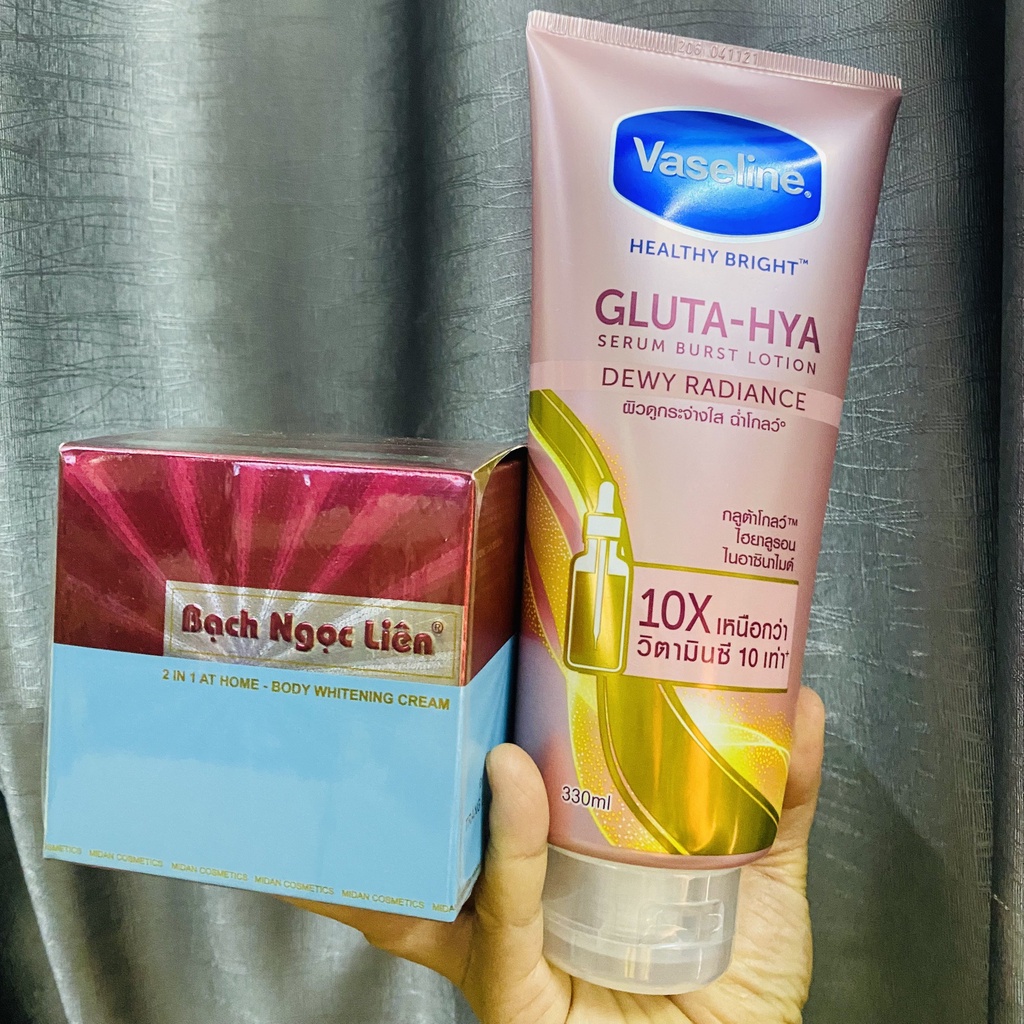 Kem Dưỡng Trắng Body Bạch Ngọc Liên 2in1 + Kem dưỡng đêm Glu Hya 10x-kem dưỡng vaseline