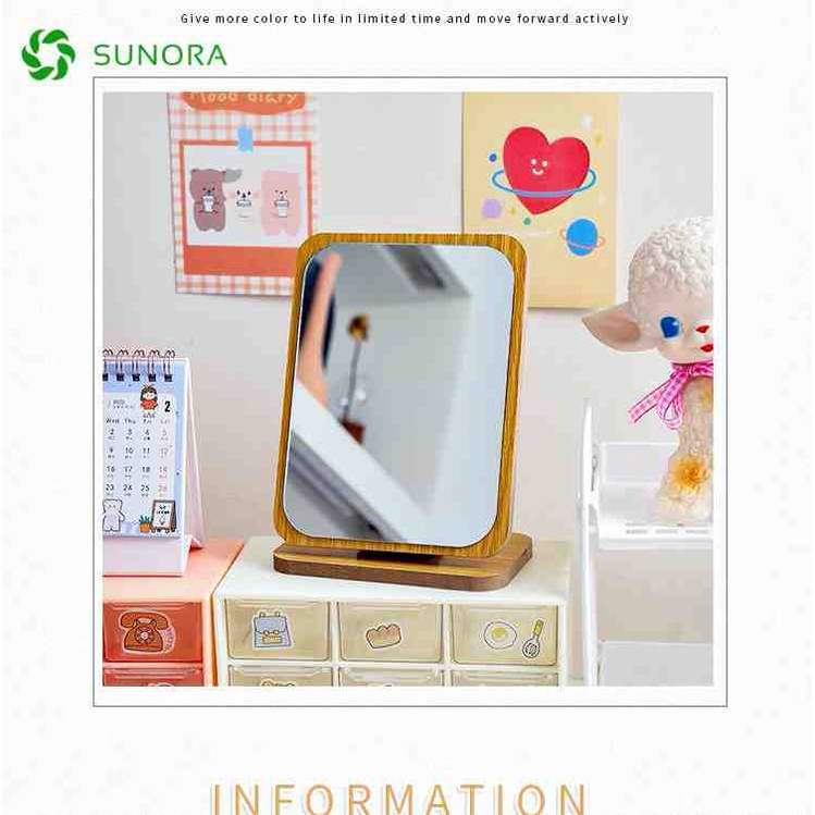 Gương trang điểm để bàn gấp gọn đế gỗ sang trọng chắc chắn