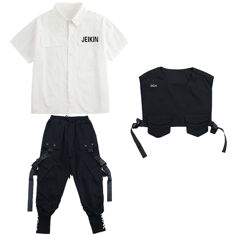 Bộ Trang Phục Nhảy Hip Hop Đường Phố Tay Ngắn Cỡ Vừa Qile 1 / 3 Cho Bé Trai