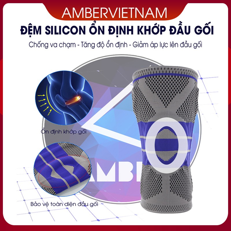 Đai Bảo Vệ Khớp Gối Amber Vietnam Đệm Silicon AB01 - Size S (1 Đôi)