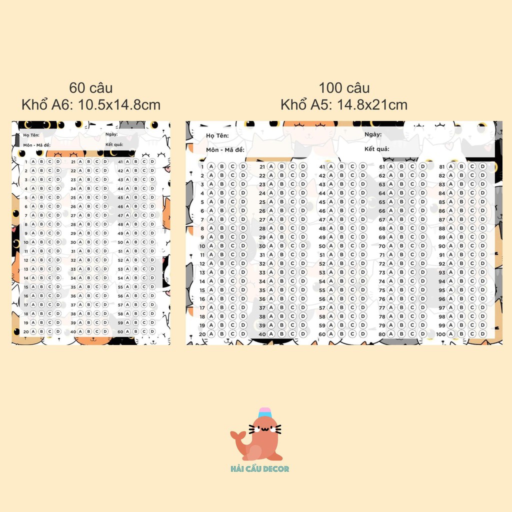 Tập 32 Phiếu trả lời trắc nghiệm – Multiple-choice answer sheet nhiều chủ đề