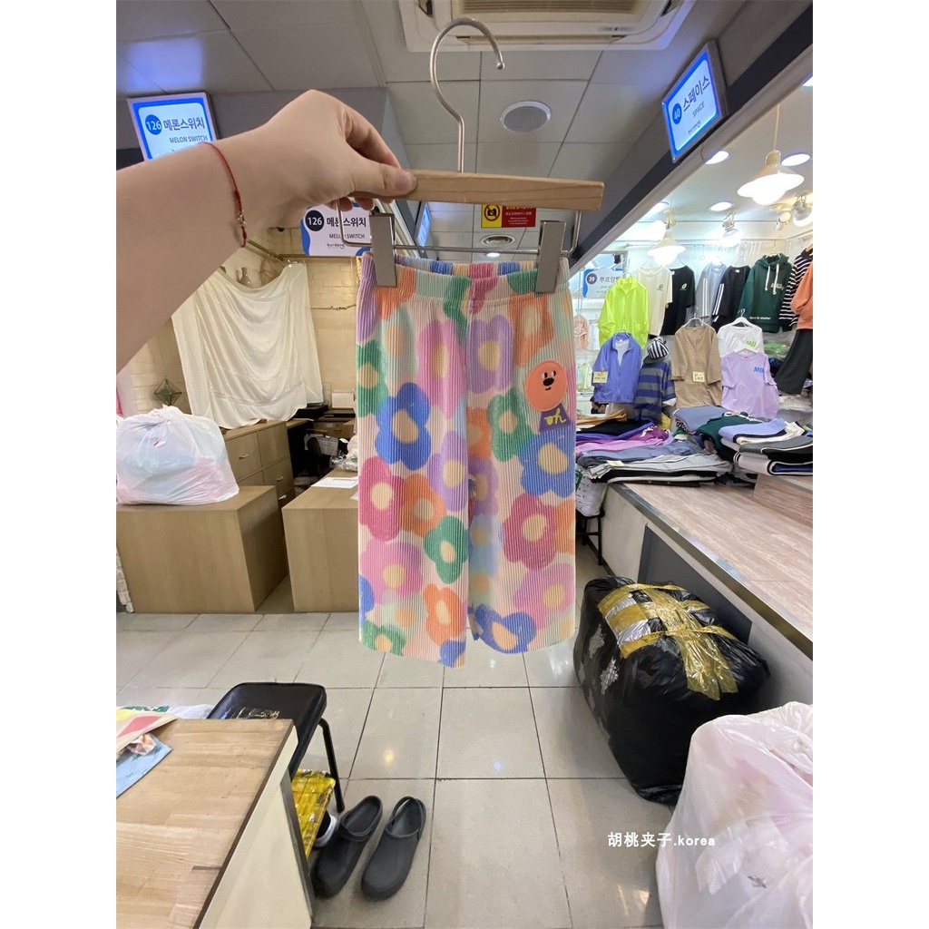 [Babycat] Hàng Có Sẵn Quần Lụa Lạnh Mỏng Xếp Ly Ống Rộng In Hoa Phong Cách Nhật Bản Hàn Quốc Thời Trang Mùa Hè Cho Bé Gái 2022