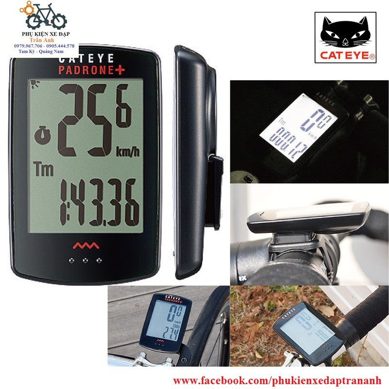 Đồng hồ đo tốc độ xe đạp không dây Cateye Padrone+ CC-PA110w plus