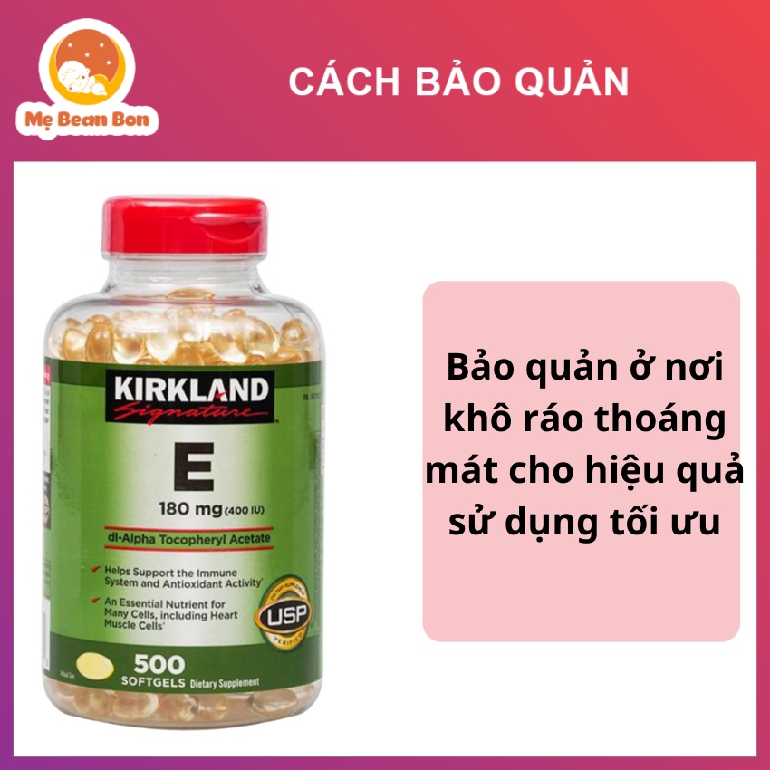 vitamin e kirkland Signature 400 iu 500 viên của Mỹ giúp trẻ hóa làn da chống lão hóa cho phụ nữ duy trì tim mạch khoẻ
