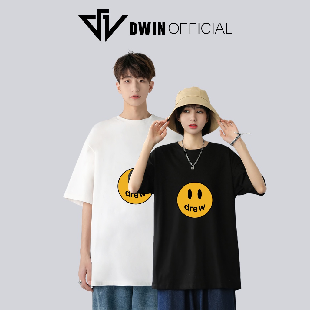 Áo thun unisex drew thời trang DWin basic tee phông trơn nam nữ tay lỡ oversize form rộng