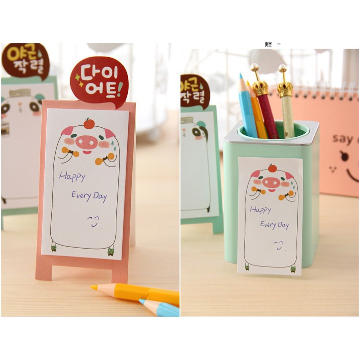 Giấy note ghi chú, giấy nhớ hình chữ nhật có chân đứng cute 20 tờ kích thước 5.2x12.9cm