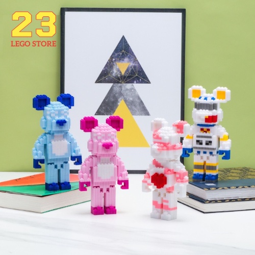 Bộ đồ chơi lắp ghép gấu BearBrick cỡ lớn 20-36cm  có tặng kèm búa lắp ráp, đèn led