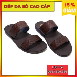 [Ảnh thật] Dép Da Nam Cao Cấp Da Bò Quai Ngang - Hàng loại 1 - Ảnh chụp thật 100% MK07