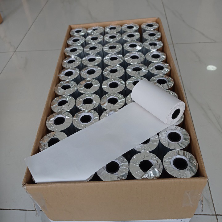 Giấy in bill K80x80mm, giấy in nhiệt in hóa đơn, lõi siêu nhỏ, định lượng 65gsm, 20 cuộn