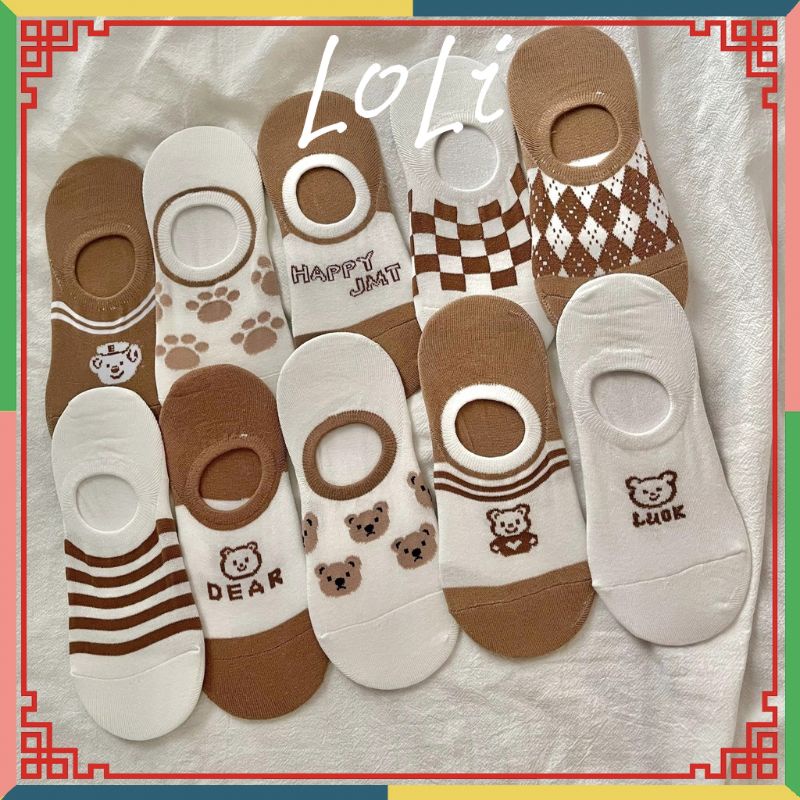 Tất Vớ Nữ Lười Nửa Bàn Chân In Hình Gấu Dễ Thương - Loli.phukienthoitrang