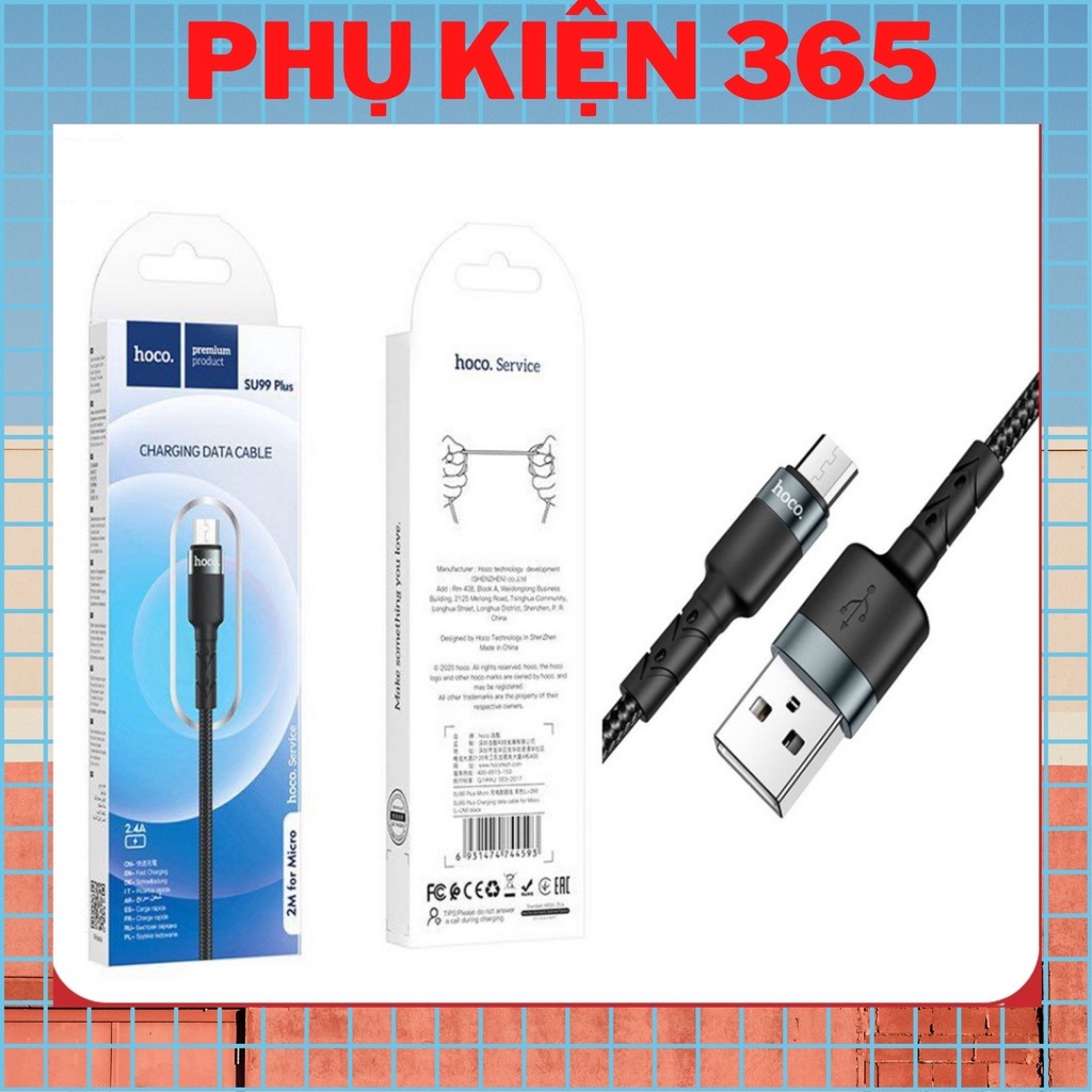 Cáp sạc nhanh Su99 plus dài 2m -Cáp sạc nhanh chính hãng cổng Micro cho điện thoại Samsung 2m
