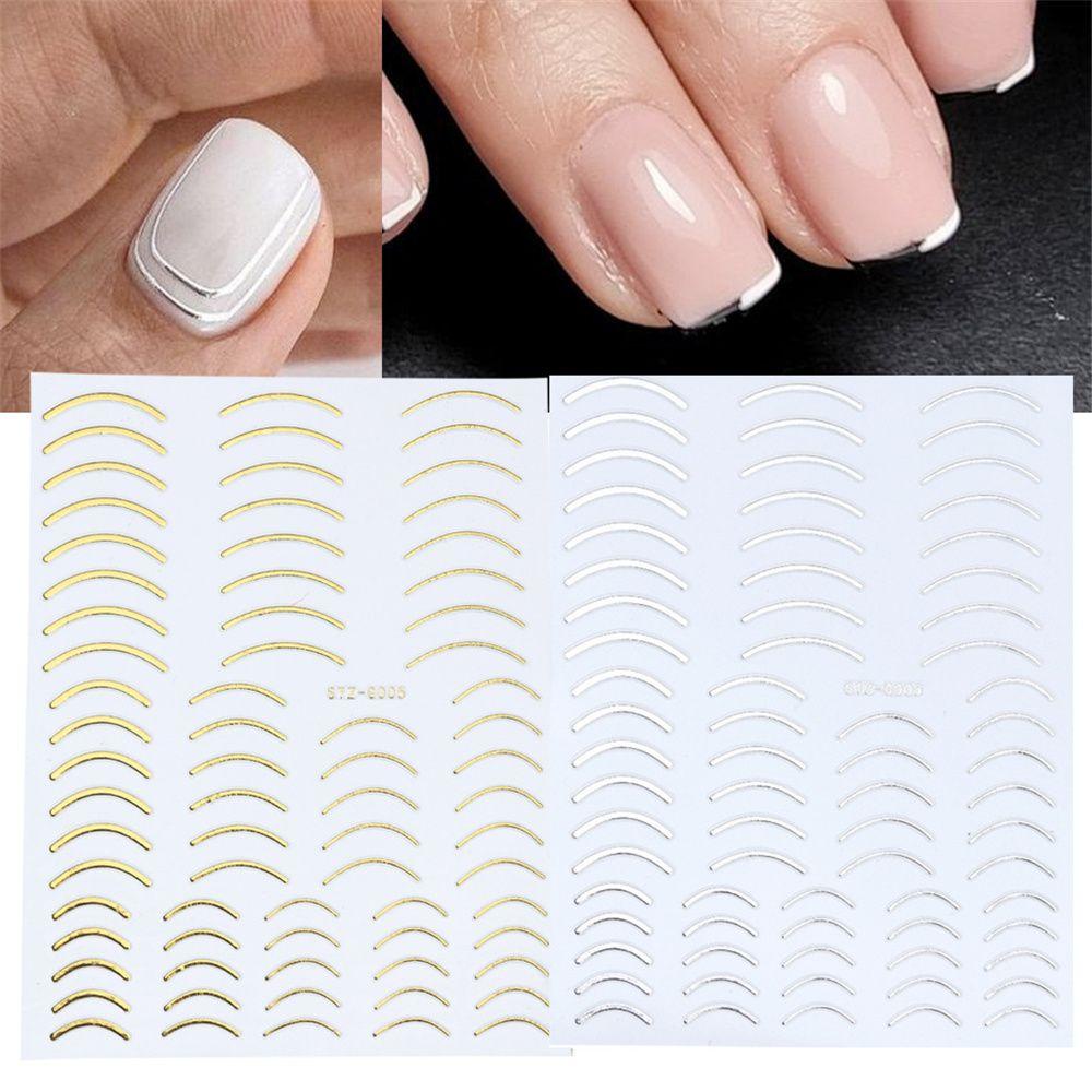 Miếng Dán Trang Trí Móng Tay 3D Tự Dính Họa Tiết Kẻ Sọc / Gợn Sóng Độc Đáo