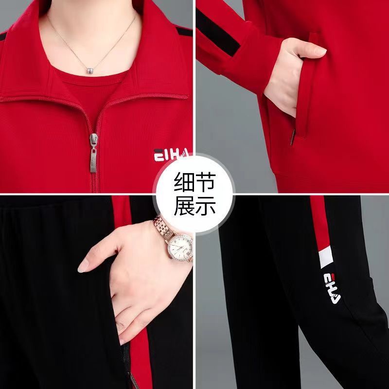 Set Đồ Thể Thao Áo Khoác Tay Dài + Quần Dài Thời Trang Xuân Thu Cho Nữ Trung Niên